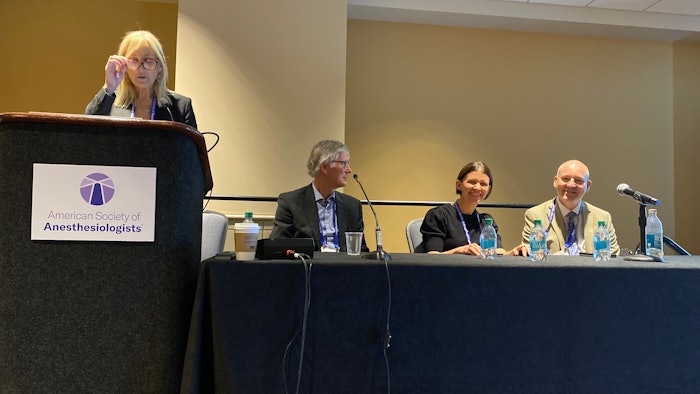 Left to right: Lis Evered, BSc, MSc, PhD, FANZCA, David Scott, MD, PhD, FANZCA, Michelle Humeidan, MD, PhD, and Michael Scott, CHB, MB, FRCA