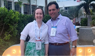 Dr. Pyeatt (left), pediatrician and wife of the author and author, Dr. Chelius, in Miami Beach for the 2024 Annual Meeting.