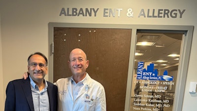 Dr. Shah visits AAO-HNS/F Past President Gavin Setzen, MD, at his practice Albany ENT & Allergy Services, PC, in Albany, New York, on November 14.