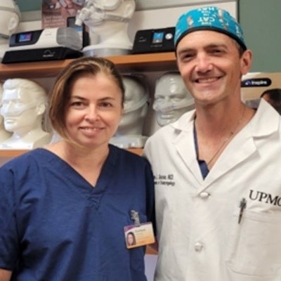 Svetlana Yaremchuk, MD, (left) with Ryan J. Soose, MD, at the University of Pittsburgh Eye & Ear. Dr. Yaremchuk participated in an academic observership with the financial support of the AAO-HNSF.