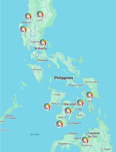 This map illustrates the broad geographic coverage of service Academy members have offered in the Philippines at the invitation of the MMoM.
