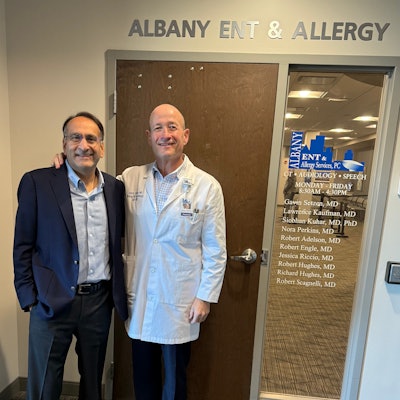 The author (left) visiting Dr. Setzen at his practice in Albany, New York, in November 2024.