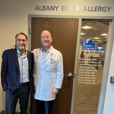 Dr. Shah (left) recently visited Dr. Setzen at his practice in Albany, New York.