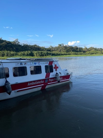 One of the smaller “ambulancha” boats used in healthcare emergencies in riverside communities.