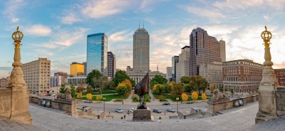 A look south from the steps of the Indiana War Memorial. Indianapolis is second only to Washington D.C. in the number of monuments and memorials and devotes more acreage to our nation’s fallen than any other city in the U.S.