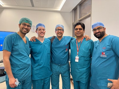(Left to right): The author, Swar Vimawala, MD, with Brian Swendseid, MD, Nadir Ahmad, MD, Asif Ali Arain, MD, and Hamid Mashreqi, MD, an otolaryngology-head and neck surgeon visiting from Kabul, Afghanistan.