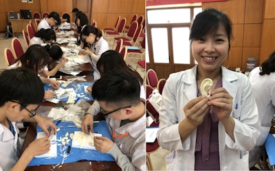 Local surgeons at the National ENT Hospital in Hanoi, Vietnam, practice carving ear reconstruction models.