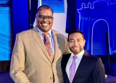 AAO-HNS/F President Troy Woodard, MD, helped kickoff the SMORL 2025 Congress León, Mexico, and is pictured with SMORL President Francisco Javier Saynes Marin, MD (right).