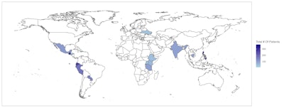 Figure 1. Number of patients treated across the world.