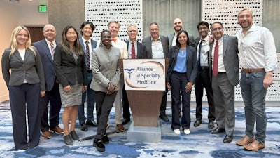 From left to right: Piper Genkin, Brad Gruehn, Mamie Higgins, MD, Hudson Liu, Yolanda Troublefield, MD, JD, Dole Baker, MD, Stephen Cragle, MD, Michale Xydakis, MD, Harry DeCabo, Shriya Airen, MD, Ani Saraswathula, MD, Rahul Shah, MD, MBA, Douglas Reh, MD. Not Pictured: James Oberman, MD