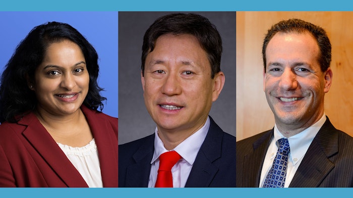 From left to right: Smitha Arekapudi, MD, SM, MBA, FASA, Jiapeng Huang, MD, PhD, FASE, FASA, and Marc Zemel
