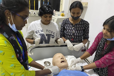 Simulation in our center in India includes tracheostomy training on dummies.