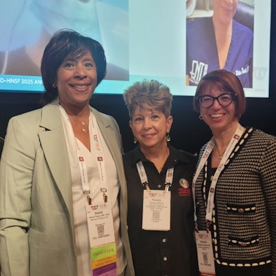 WIO 2025 General Assembly, left to right: Valerie Flanary, MD, WIO Chair; Pam Gilbert; Yelizaveta (Lisa) Shnayder, MD, WIO Immediate Past-Chair.