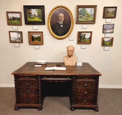 Dr. Jackson’s desk, donated by the National Museum of American History, on display at the John Q. Adams History Center.