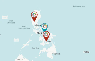 Tagbilran City, location of Operation of Hope (blue marker).