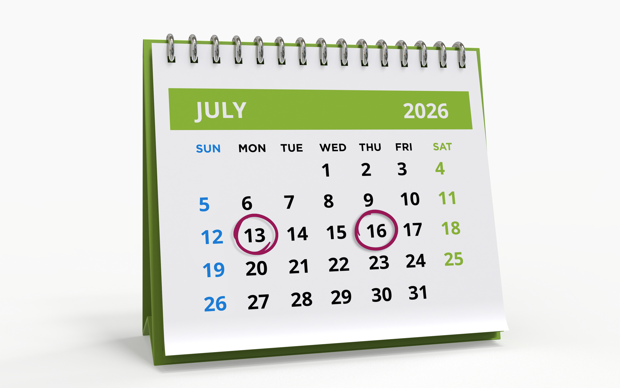 Ia26 July Calendar