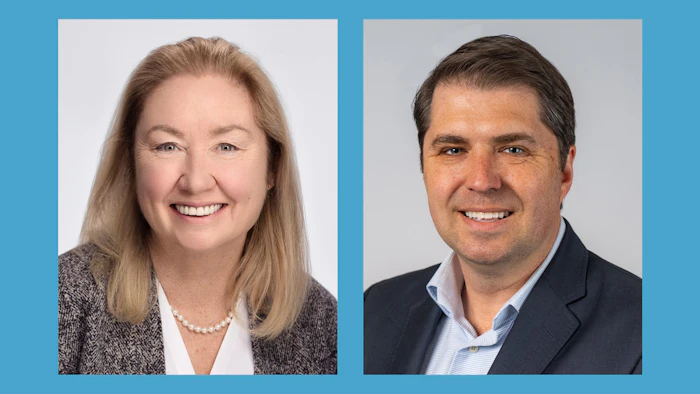 Professional headshots of two business professionals smiling against neutral backgrounds